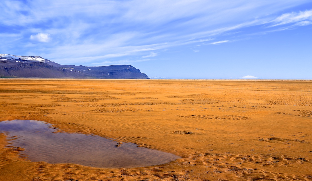 Plage, sable rouge, Islande, Raudisandur, Raudasandur, paysages